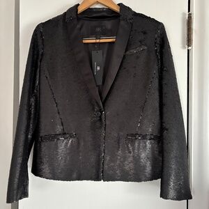 NWT Banana Republic Monogram Black Matte Sequin Blazer 6